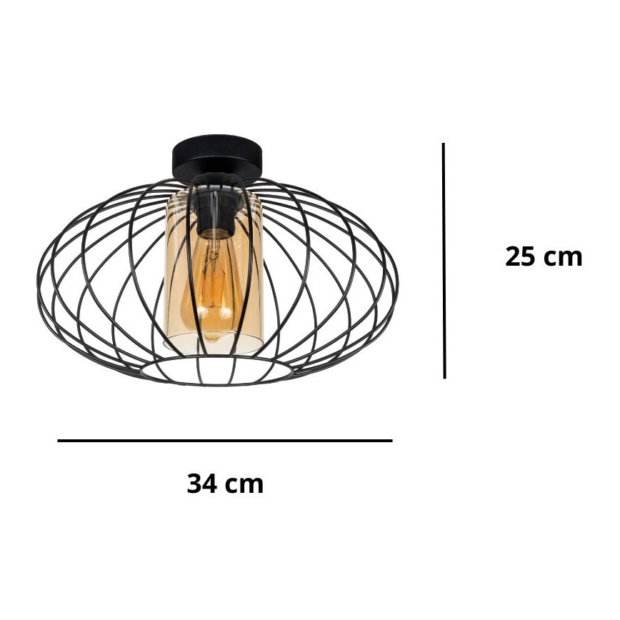 Surface-mounted chandelier CORRINI 1xE27/60W/230V d. 34 cm black/beige