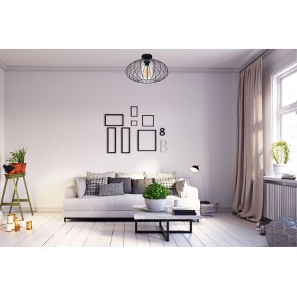Surface-mounted chandelier CORRINI 1xE27/60W/230V d. 34 cm black/clear