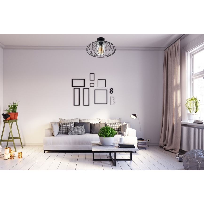 Surface-mounted chandelier CORRINI 1xE27/60W/230V d. 34 cm black/clear