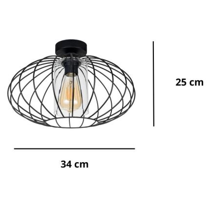 Surface-mounted chandelier CORRINI 1xE27/60W/230V d. 34 cm black/clear