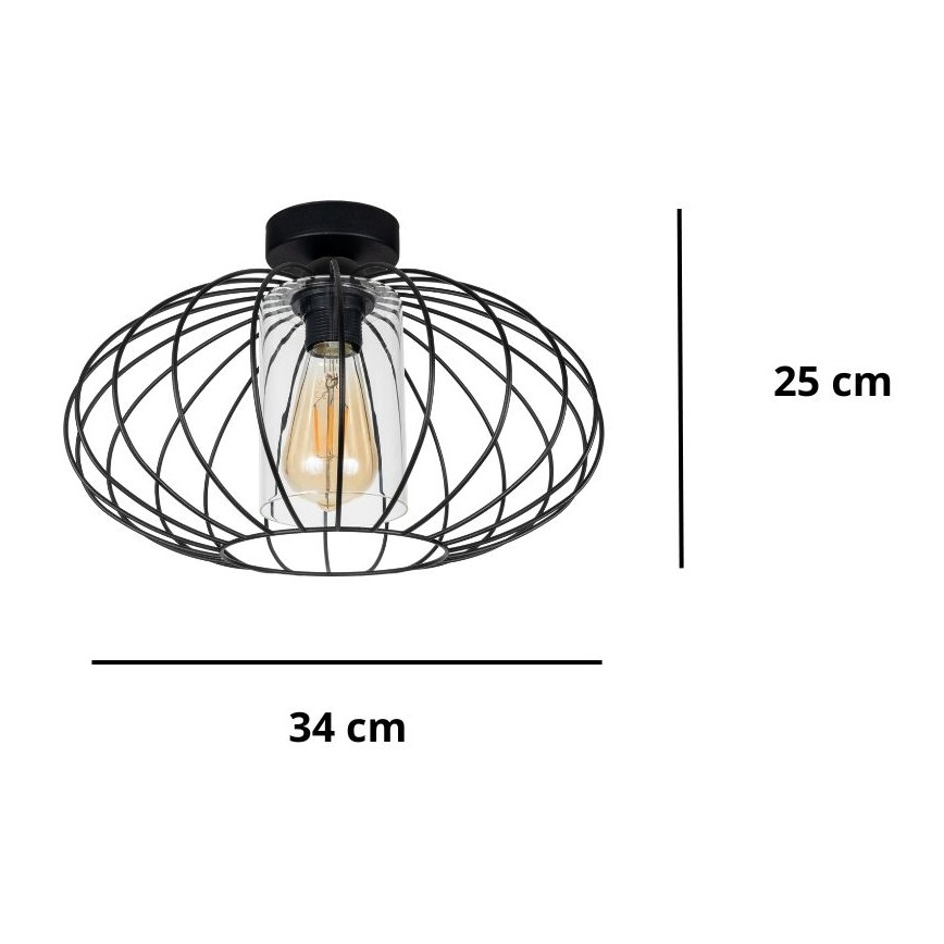 Surface-mounted chandelier CORRINI 1xE27/60W/230V d. 34 cm black/clear
