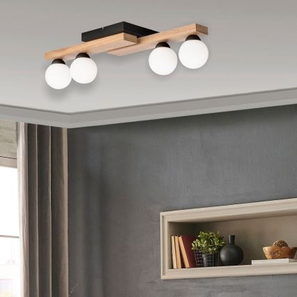 Surface-mounted chandelier CORTINA 4xG9/5W/230V black/oak
