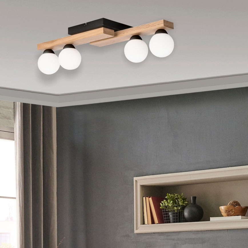 Surface-mounted chandelier CORTINA 4xG9/5W/230V black/oak