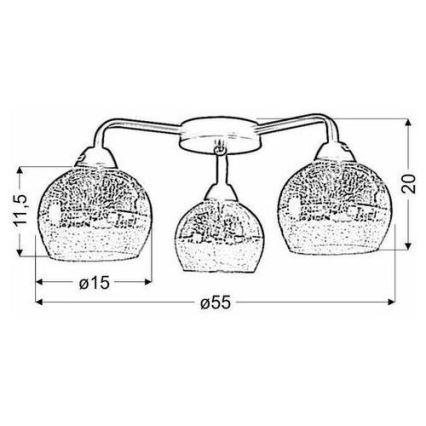 Surface-mounted chandelier CROMINA 3xE27/60W/230V
