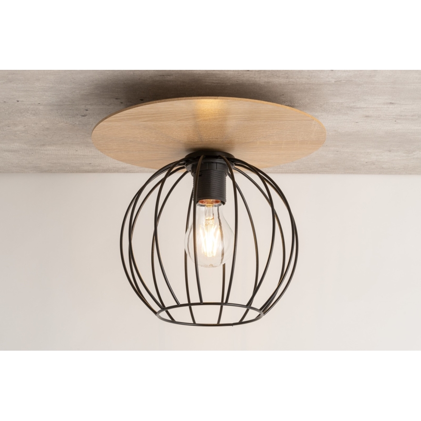 Surface-mounted chandelier CYBER 1xE27/60W/230V wood/black