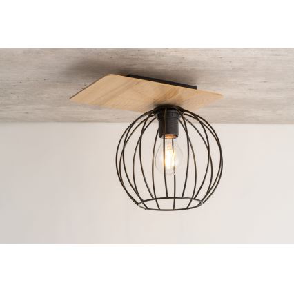 Surface-mounted chandelier CYBER 1xE27/60W/230V wood/black