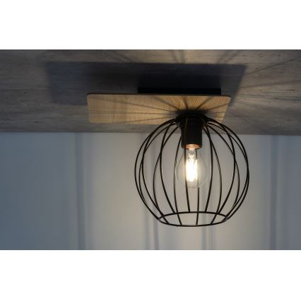 Surface-mounted chandelier CYBER 1xE27/60W/230V wood/black