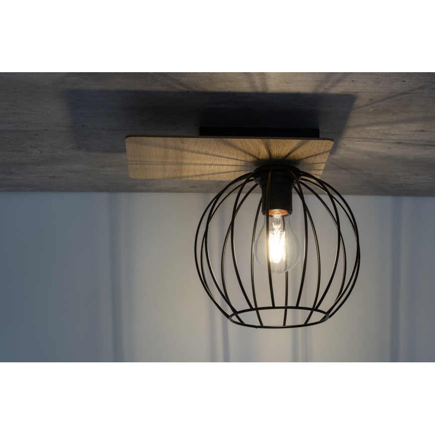 Surface-mounted chandelier CYBER 1xE27/60W/230V wood/black