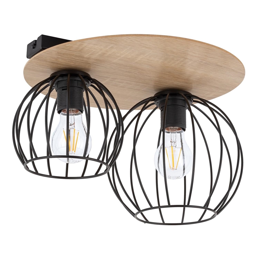 Surface-mounted chandelier CYBER 2xE27/60W/230V wood/black
