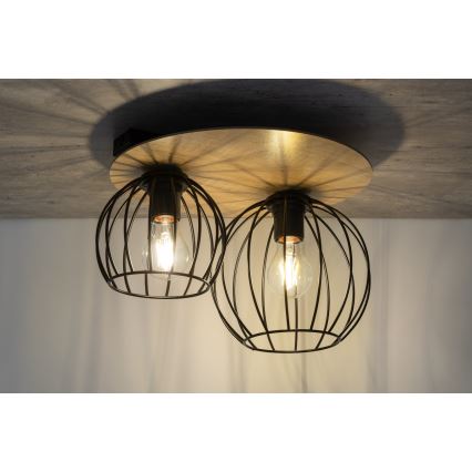 Surface-mounted chandelier CYBER 2xE27/60W/230V wood/black