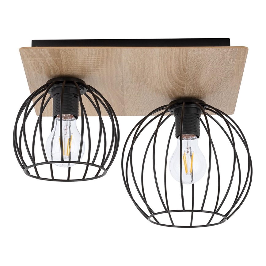 Surface-mounted chandelier CYBER 2xE27/60W/230V wood/black