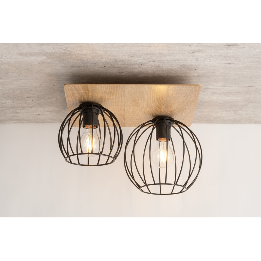 Surface-mounted chandelier CYBER 2xE27/60W/230V wood/black