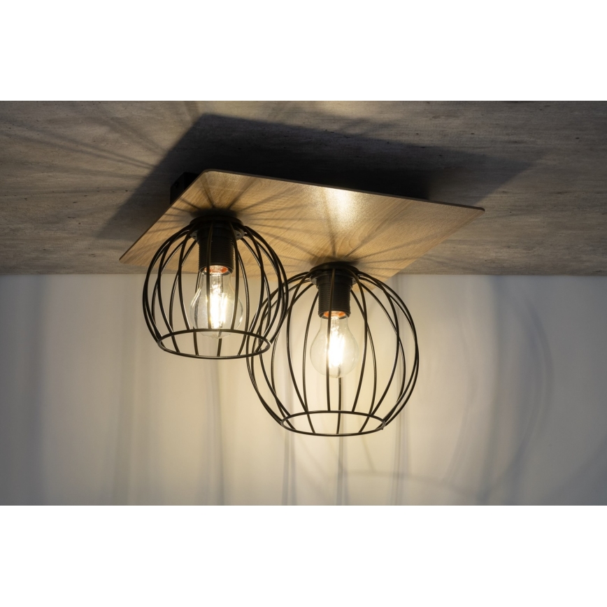 Surface-mounted chandelier CYBER 2xE27/60W/230V wood/black