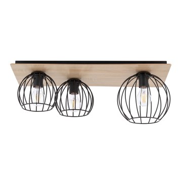 Surface-mounted chandelier CYBER 3xE27/60W/230V wood/black
