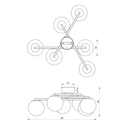Surface-mounted chandelier DAGA 6xE14/60W/230V