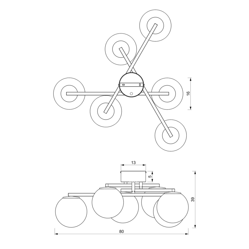 Surface-mounted chandelier DAGA 6xE14/60W/230V