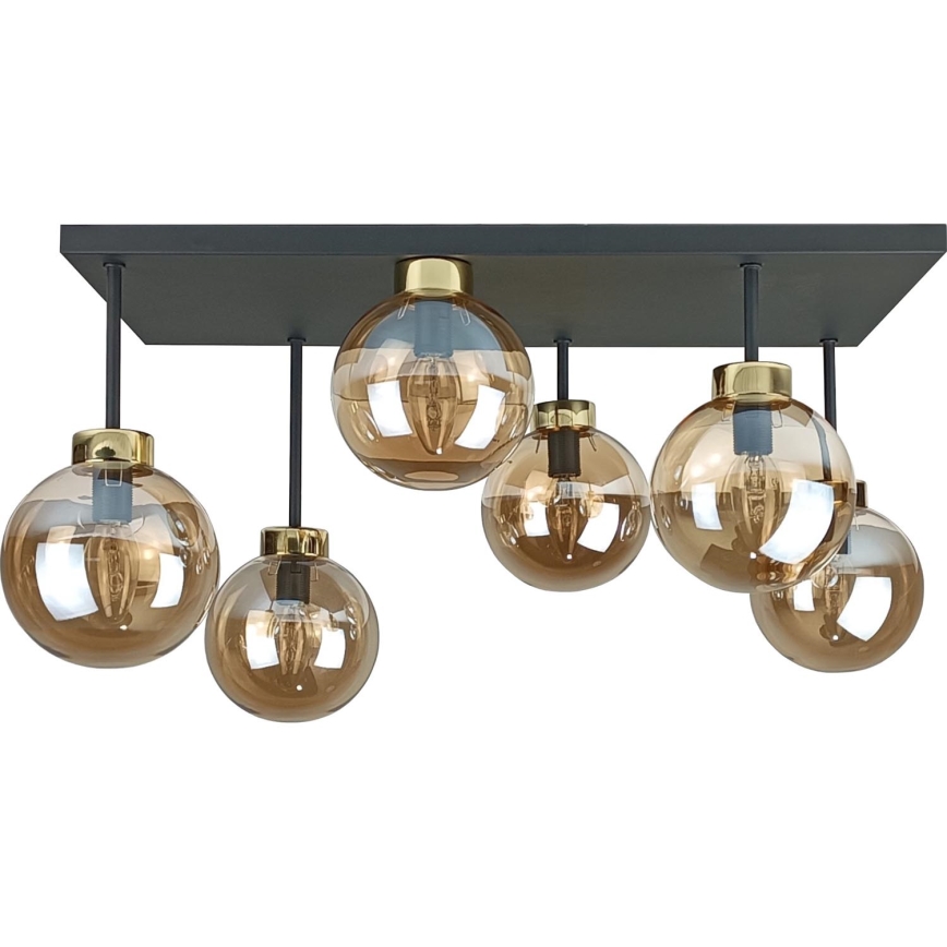 Surface-mounted chandelier DEA 6xE14/60W/230V black/gold/smoky beige