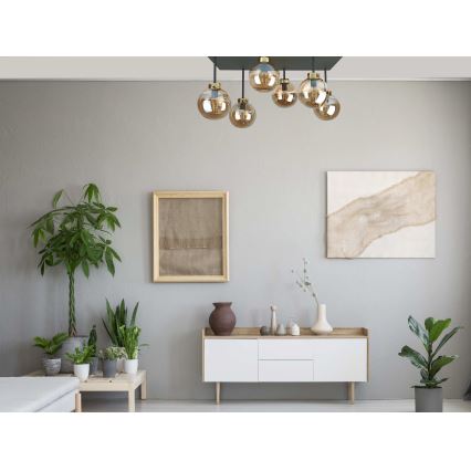 Surface-mounted chandelier DEA 6xE14/60W/230V black/gold/smoky beige