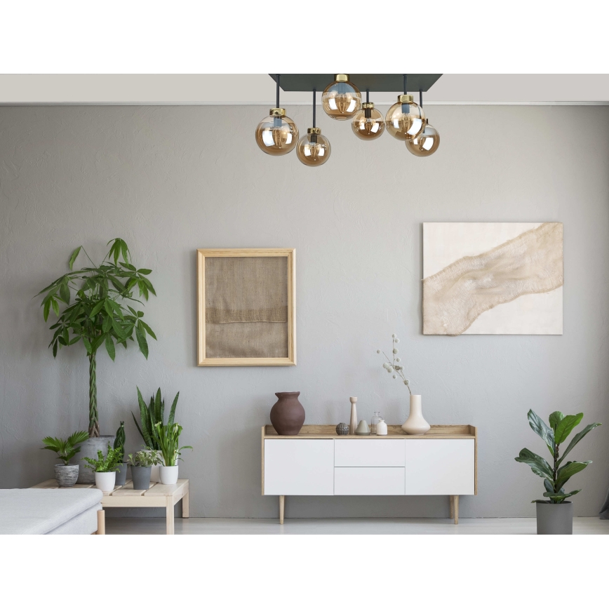 Surface-mounted chandelier DEA 6xE14/60W/230V black/gold/smoky beige