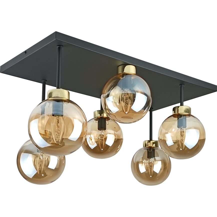 Surface-mounted chandelier DEA 6xE14/60W/230V black/gold/smoky beige