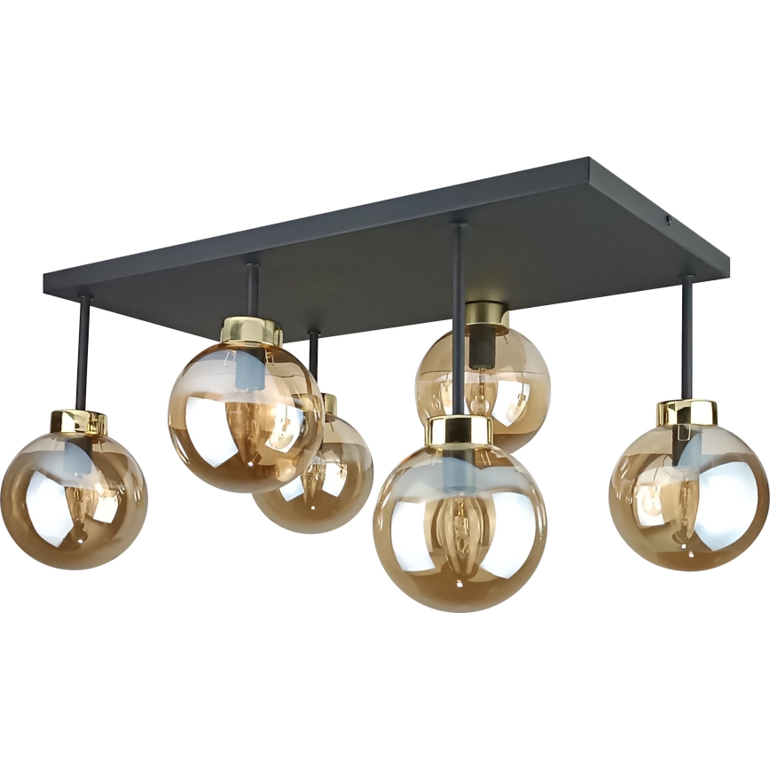 Surface-mounted chandelier DEA 6xE14/60W/230V black/gold/smoky beige