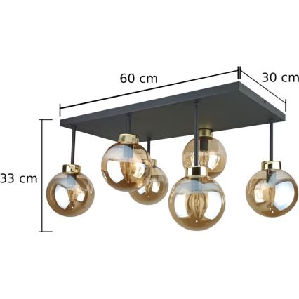Surface-mounted chandelier DEA 6xE14/60W/230V black/gold/smoky beige