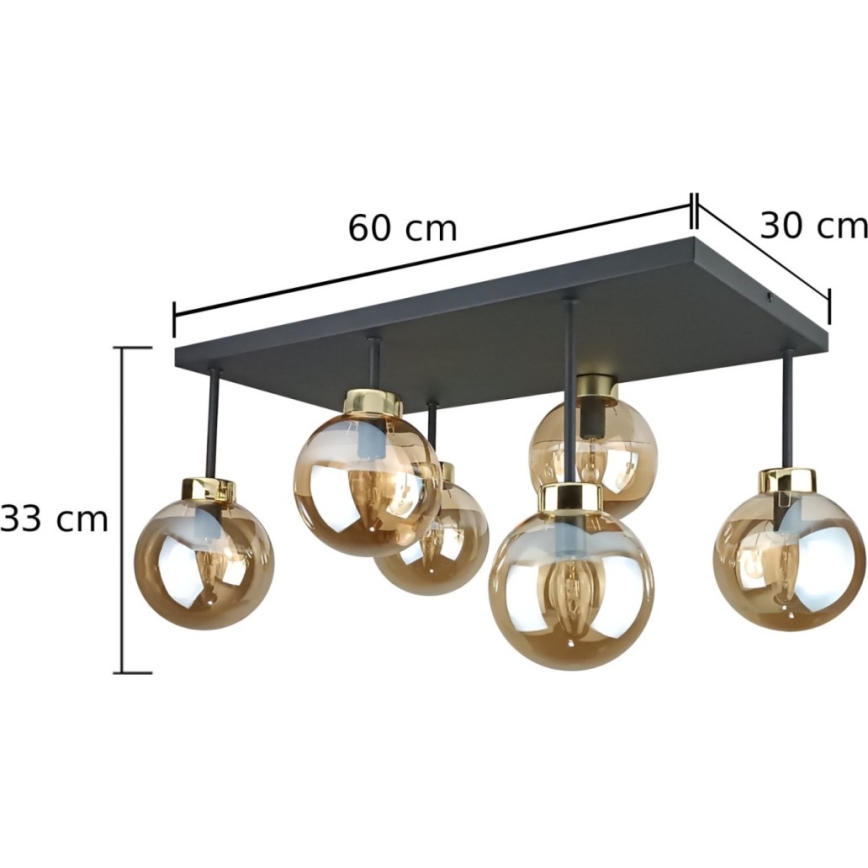Surface-mounted chandelier DEA 6xE14/60W/230V black/gold/smoky beige