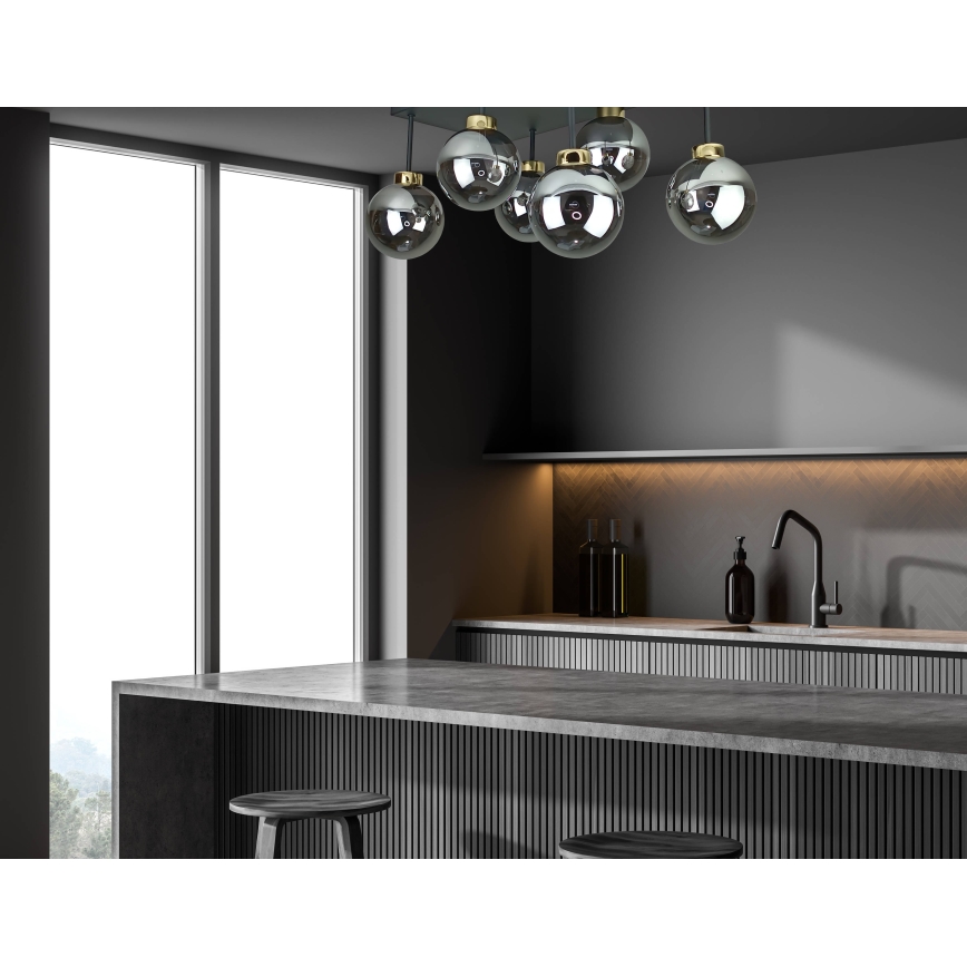 Surface-mounted chandelier DEA 6xE14/60W/230V black/gold/smoky black