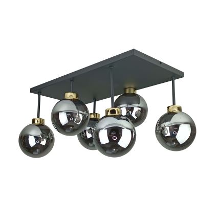 Surface-mounted chandelier DEA 6xE14/60W/230V black/gold/smoky black