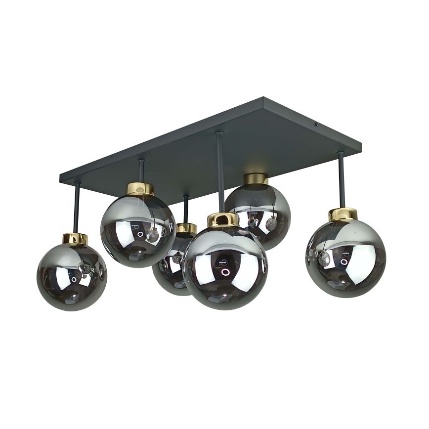 Surface-mounted chandelier DEA 6xE14/60W/230V black/gold/smoky black