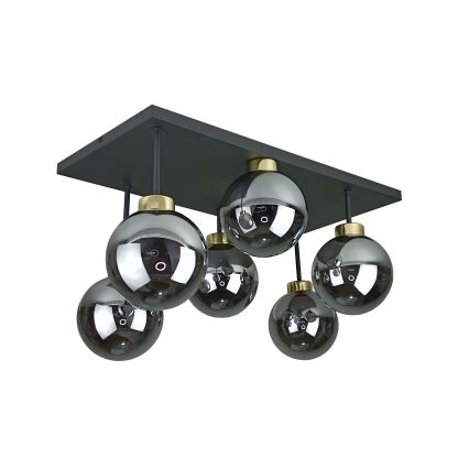 Surface-mounted chandelier DEA 6xE14/60W/230V black/gold/smoky black