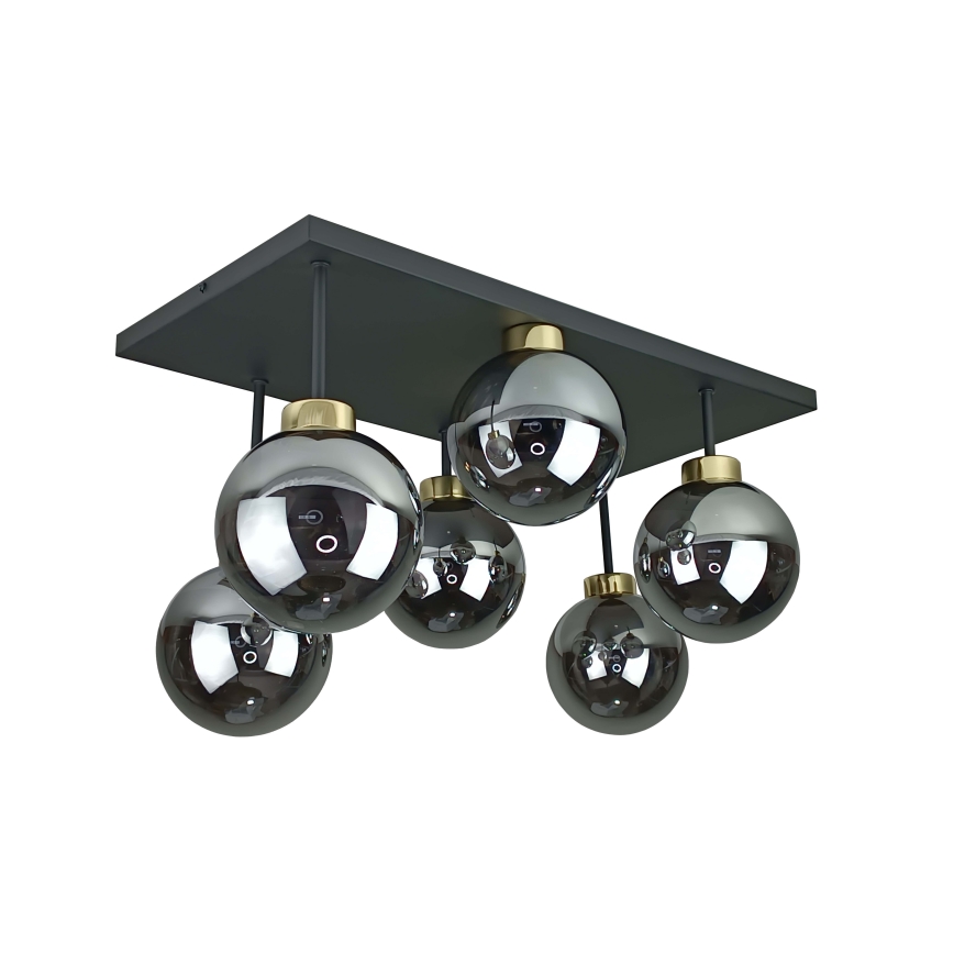 Surface-mounted chandelier DEA 6xE14/60W/230V black/gold/smoky black