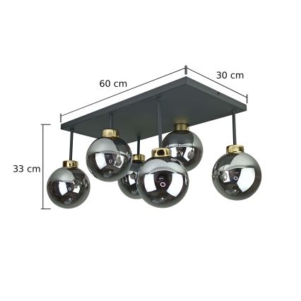 Surface-mounted chandelier DEA 6xE14/60W/230V black/gold/smoky black