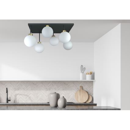 Surface-mounted chandelier DEA 6xE14/60W/230V black/gold/white