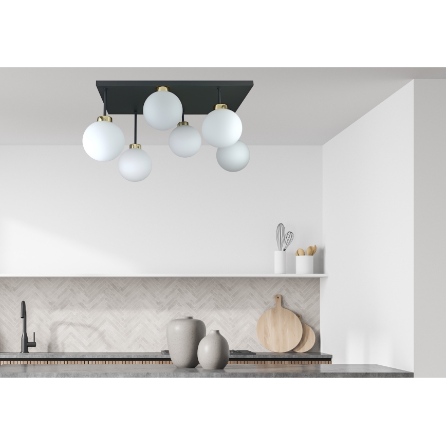 Surface-mounted chandelier DEA 6xE14/60W/230V black/gold/white