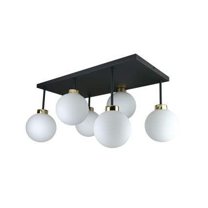 Surface-mounted chandelier DEA 6xE14/60W/230V black/gold/white