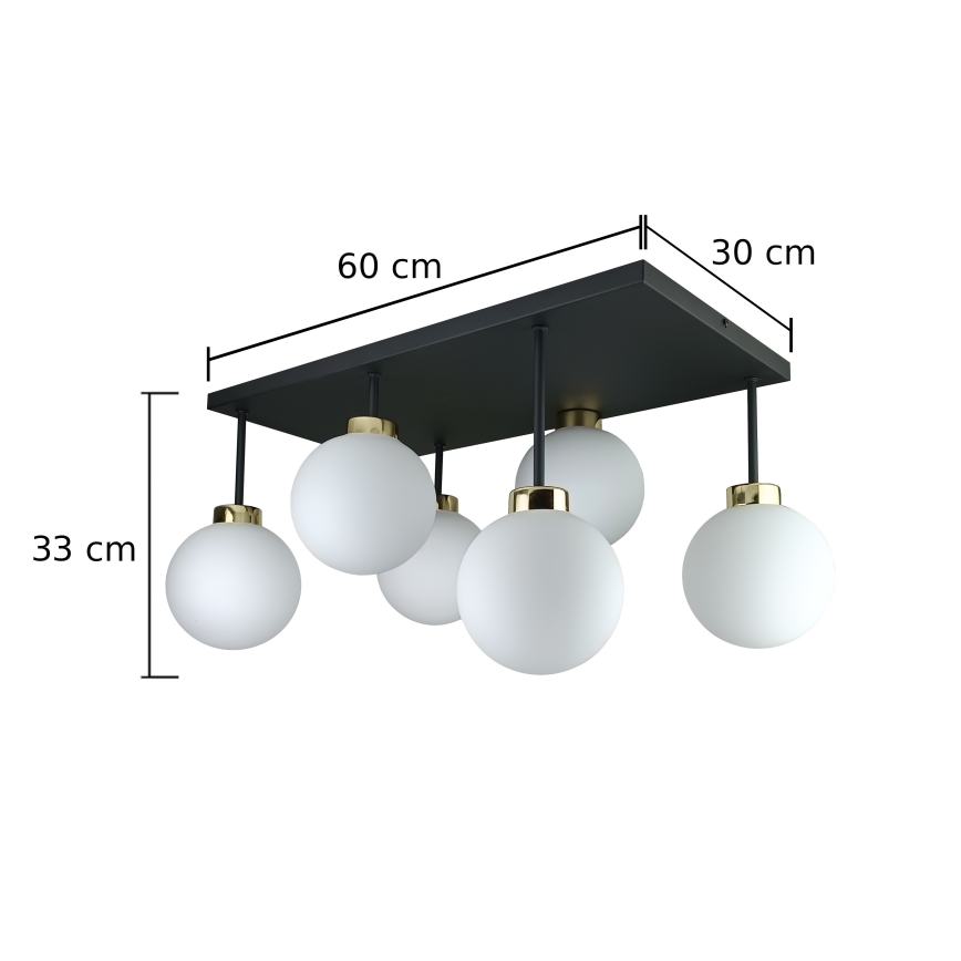 Surface-mounted chandelier DEA 6xE14/60W/230V black/gold/white