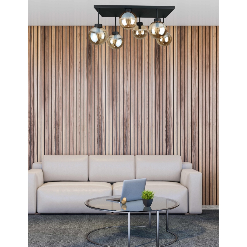Surface-mounted chandelier DEA 6xE14/60W/230V black/smoky beige