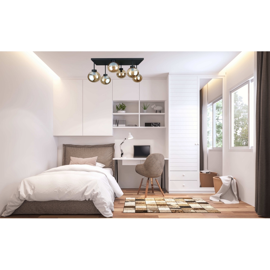 Surface-mounted chandelier DEA 6xE14/60W/230V black/smoky beige