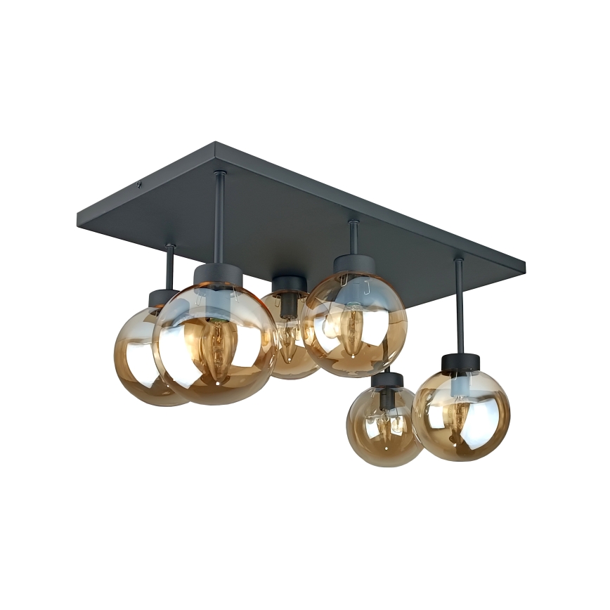 Surface-mounted chandelier DEA 6xE14/60W/230V black/smoky beige
