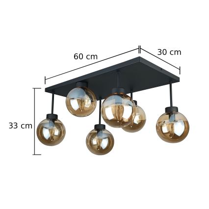 Surface-mounted chandelier DEA 6xE14/60W/230V black/smoky beige