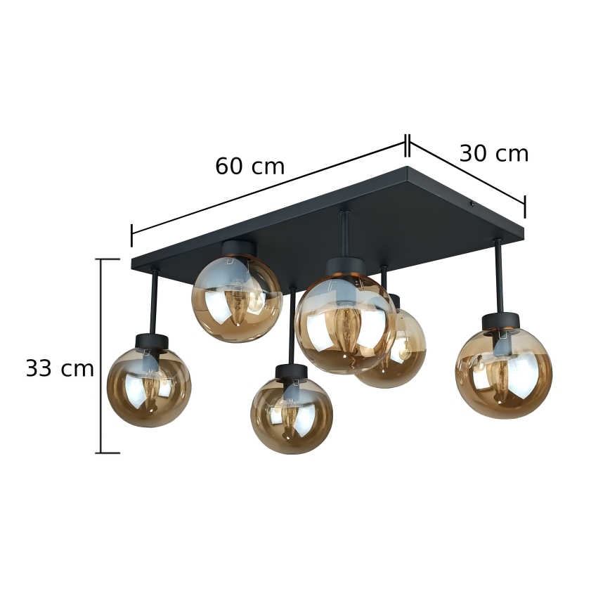 Surface-mounted chandelier DEA 6xE14/60W/230V black/smoky beige