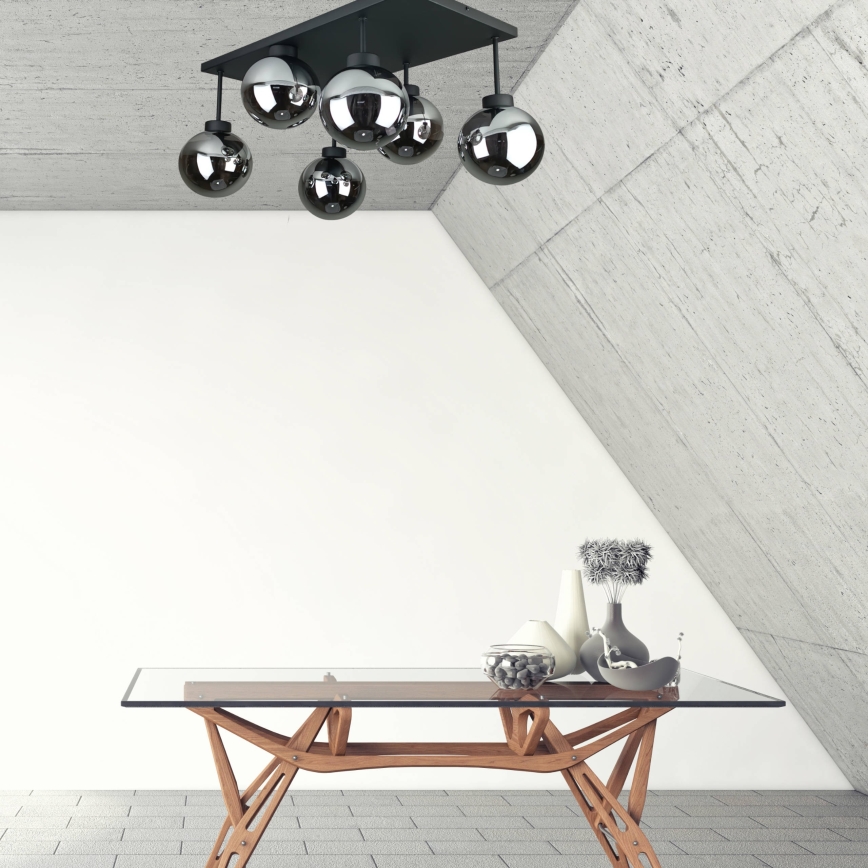 Surface-mounted chandelier DEA 6xE14/60W/230V black/smoky black