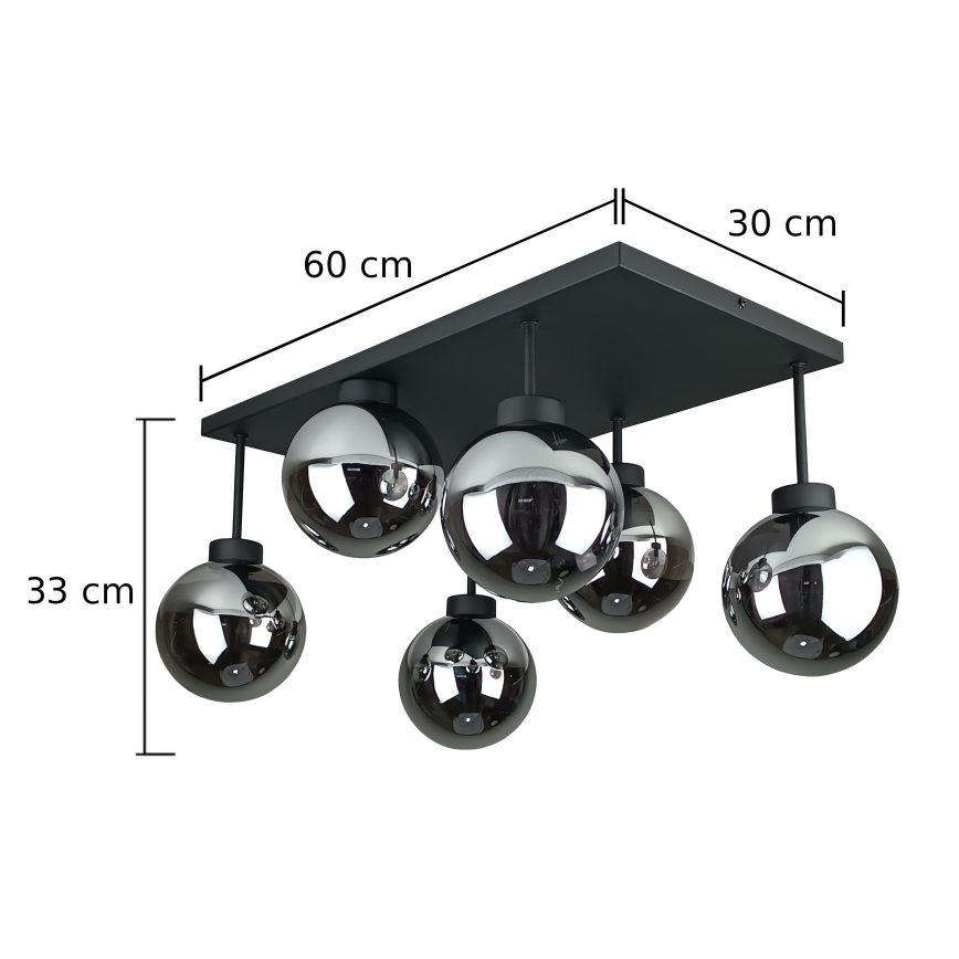 Surface-mounted chandelier DEA 6xE14/60W/230V black/smoky black