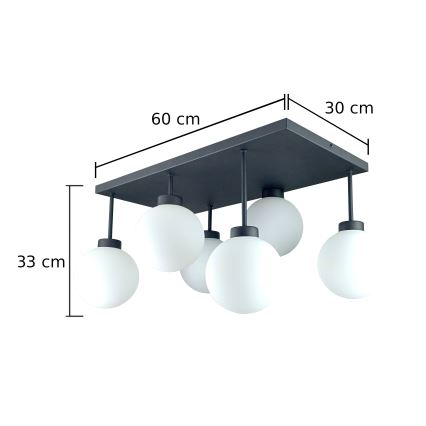 Surface-mounted chandelier DEA 6xE14/60W/230V black/white