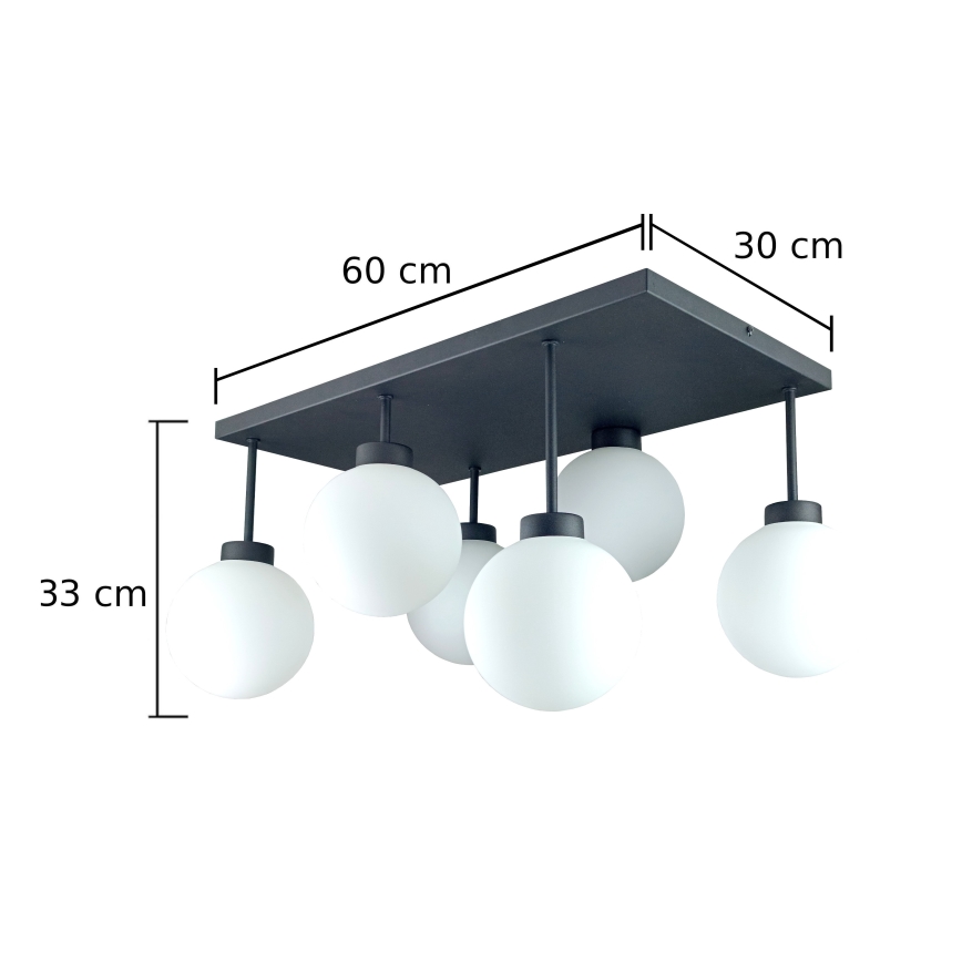 Surface-mounted chandelier DEA 6xE14/60W/230V black/white