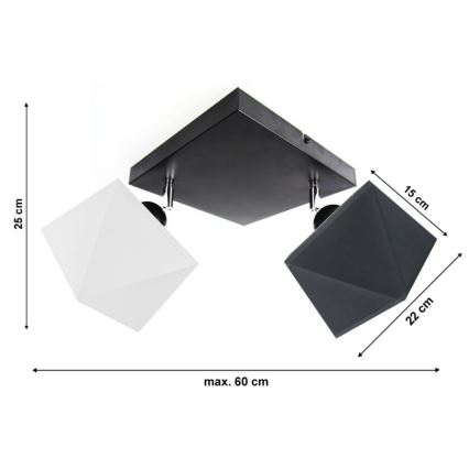 Surface-mounted chandelier DIAMENT 2xE27/60W/230V black and white