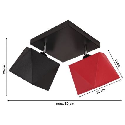 Surface-mounted chandelier DIAMENT 2xE27/60W/230V black-red