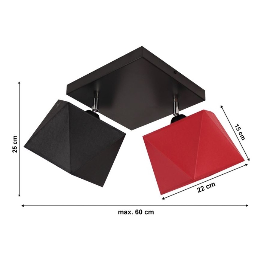Surface-mounted chandelier DIAMENT 2xE27/60W/230V black-red