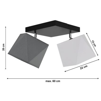 Surface-mounted chandelier DIAMENT 2xE27/60W/230V white and grey
